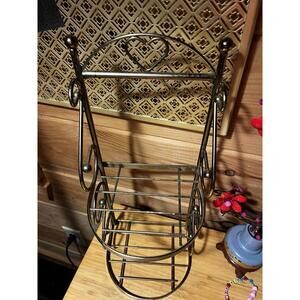 Vintage Brass Decorative Mini Chair Shelf | Heart Design Wire Rack/Plant Stand
